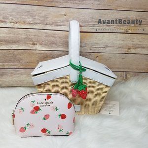 Kate Spade Strawberry Wicker Basket Cosmetic Case
